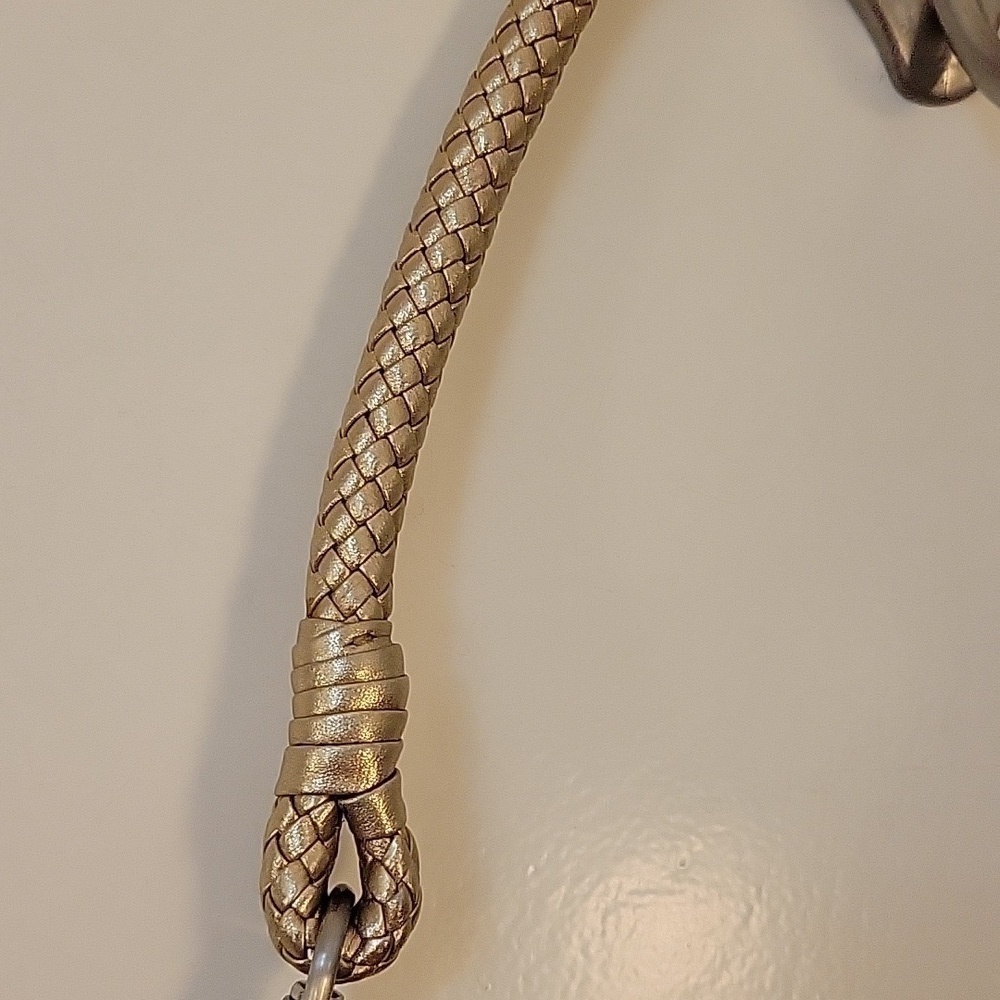 VTG COLE HAAN 1990s Gold Metallic Pebble Lambskin Braided Tassel Evening Bag - Picture 4 of 11